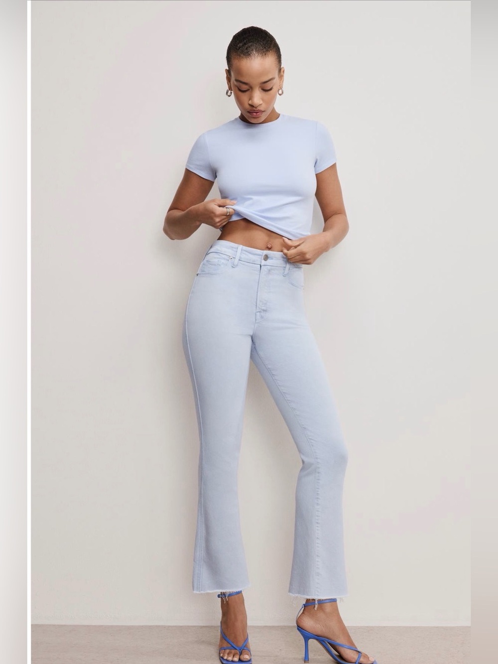 NWT Good American Good Curve Frayed High Waist Ankle Straight Leg Jean Size 16
